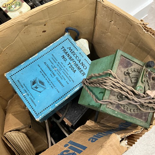 243 - Comprehensive collection of O Gauge track, including vintage transformers.