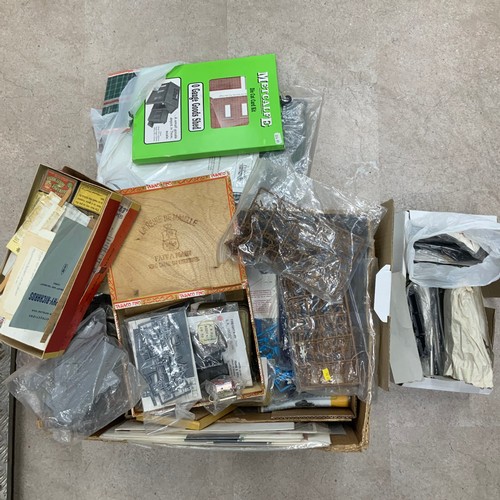 248 - Collection of railway model kits and accessories, including military soldiers, buildings etc.