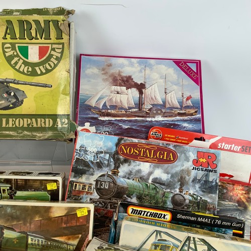 257 - Collection of Airfix models, tp include several steam locomotives, military, Corgi Kits - Silverston... 