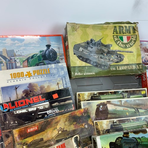 257 - Collection of Airfix models, tp include several steam locomotives, military, Corgi Kits - Silverston... 