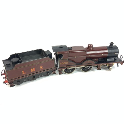 274 - Bassett-Lowke Scale O gauge Model B.R Locomotive LMS 1082 locomotive and tender, in livery Burgundy,... 