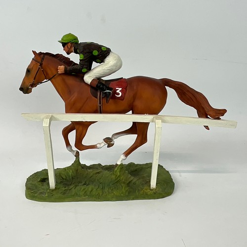 287 - A collection of four resin D. Geenty jockey and horse figures from the Hamilton Collection, to inclu... 