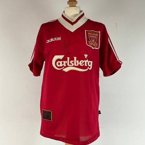 290 - Signed John Barnes Liverpool FC Jersey with Carlsberg advertising, size M.
