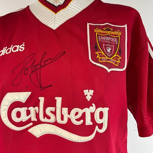 290 - Signed John Barnes Liverpool FC Jersey with Carlsberg advertising, size M.