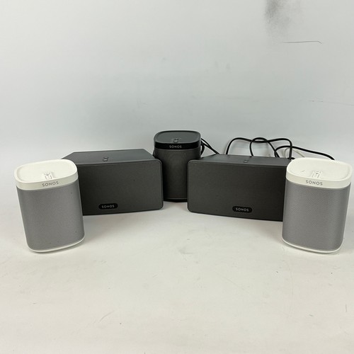 293 - Sonos Play 1 & 3 wireless Hi-Fi speaker system comprising three Play 1 speakers and two Play 3 s... 