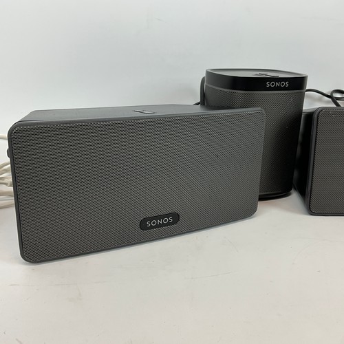 293 - Sonos Play 1 & 3 wireless Hi-Fi speaker system comprising three Play 1 speakers and two Play 3 s... 