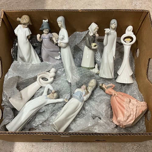 13 - A collection of four Nao figures, a pair of circle of love figures, and four others, ten figures in ... 