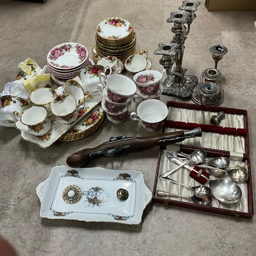 7 - A box of assorted ceramics and collectables to include Royal Albert Old Country Roses.