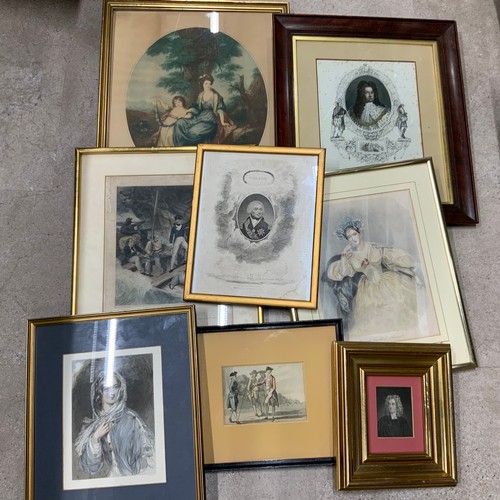 47 - A collection of 19th-century prints and portraits, to include examples depicting Nelson, and various... 