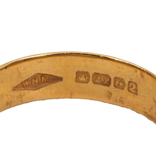 32 - Two 22ct hallmarked gold rings size O & K  gross weight 6.8 grams.