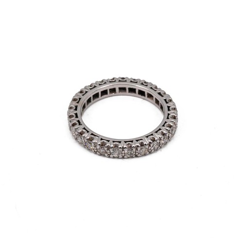 55 - 18ct (tested) white gold diamond full eternity ring, size M, weight 4.7 grams.