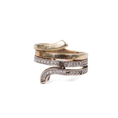 61 - 18ct gold four band diamond ring set with one and a half bands of brilliant cut diamonds, size M, we... 