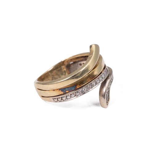 61 - 18ct gold four band diamond ring set with one and a half bands of brilliant cut diamonds, size M, we... 