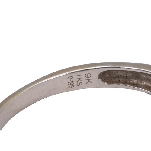 77 - A 9ct white gold wedding and engagement ring, each set with diamonds, size P, 4.2 grams.