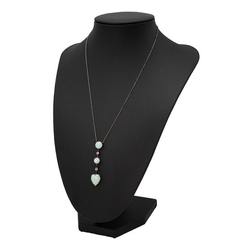 111 - Edwardian opal and diamond pendant necklace, set with two graduating opals of circular form and an o... 