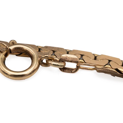 117 - 9ct gold necklace with articulated links and a spring ring clasp, L43cm, weight 8.9 grams.