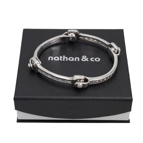143 - Nathan & Co 18ct white gold four-section diamond bracelet, two sections set with twenty-four bri... 