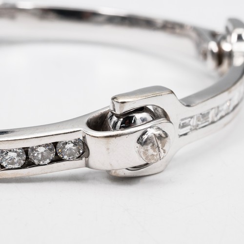 143 - Nathan & Co 18ct white gold four-section diamond bracelet, two sections set with twenty-four bri... 