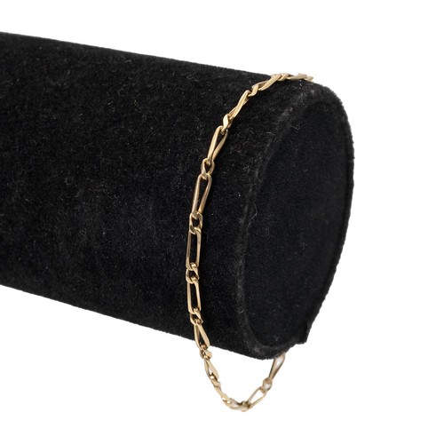 161 - 18ct gold (tested) fancy link bracelet with a push-pull clasp, fold-over safety bar, and chain, weig... 