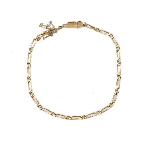 161 - 18ct gold (tested) fancy link bracelet with a push-pull clasp, fold-over safety bar, and chain, weig... 