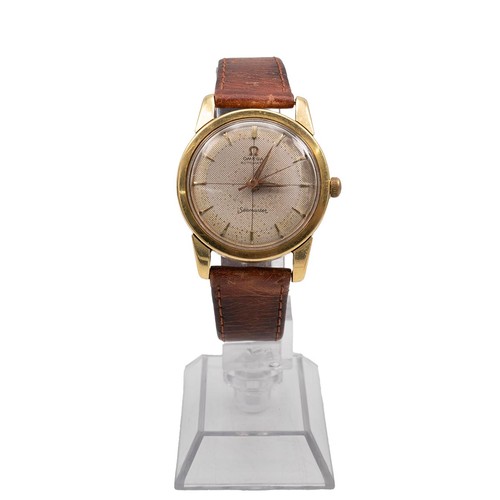 278 - 18ct gold hallmarked 1950s Omega Seamaster wristwatch, two-tone textured crosshair dial, marked Omeg... 