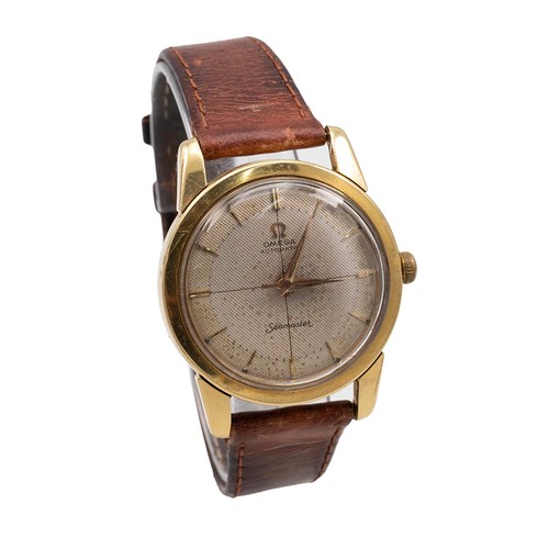 278 - 18ct gold hallmarked 1950s Omega Seamaster wristwatch, two-tone textured crosshair dial, marked Omeg... 