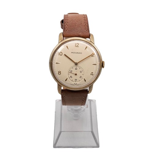 316 - A Gentlemen's Movado wristwatch with a cream textured dial marked Movado, with mixed Arabic numeral ... 