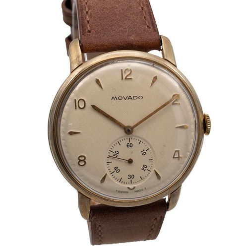 316 - A Gentlemen's Movado wristwatch with a cream textured dial marked Movado, with mixed Arabic numeral ... 