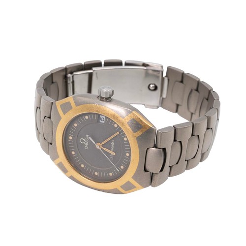 323 - A Gents Omega Seamaster Polaris Titanium quartz movement wristwatch, circa 1980s, grey dial marked O... 