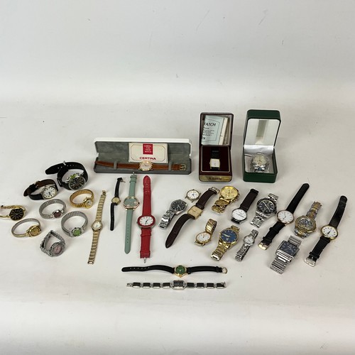 328 - A large collection of fashion watches and costume watches, including Rip Curl, Rotary, Accurist, Cit... 