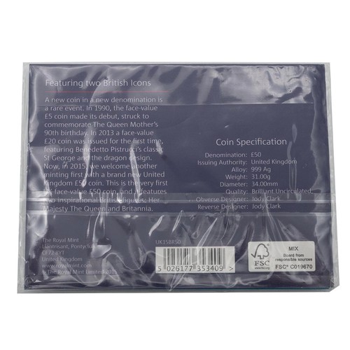 520 - Royal Mint, a 2015 silver Britannia £50 coin, 31 grams.