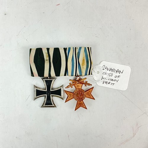 583 - Two WWI Imperial German medals, including the Iron Cross, Second Class, and the Bavarian Cross of Mi... 