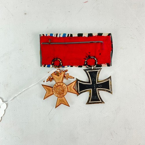583 - Two WWI Imperial German medals, including the Iron Cross, Second Class, and the Bavarian Cross of Mi... 