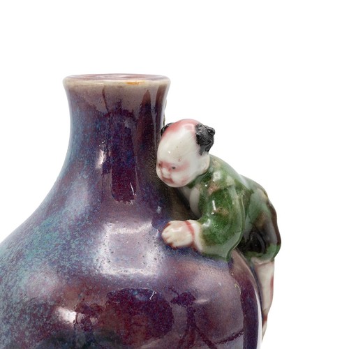 635 - A pair of Meiji (1868-1912) Japanese Sumida Gawa vases with jun (chun) type drip glaze blue, green, ... 