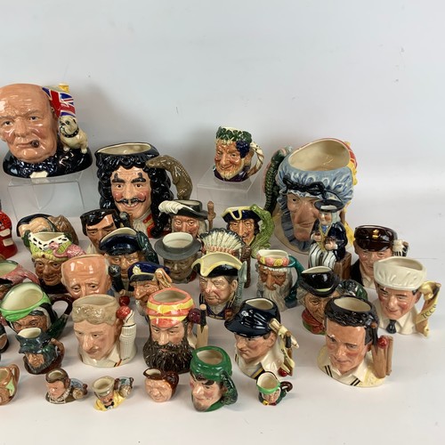644 - Large collection of Doulton character jugs many miniatures, including Nelson Sir winston Churchill e... 