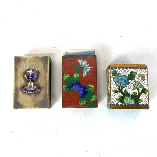 694 - Collection of matchbox cases including cloisonné, faux tortoise shell, mother of pearl and a silver ... 