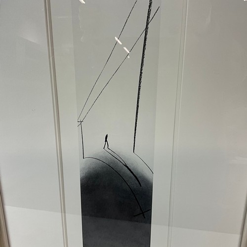 718 - Mackenzie Thorpe limited edition black and white print, 'Walking Up the Hill' No85/850, signed lower... 