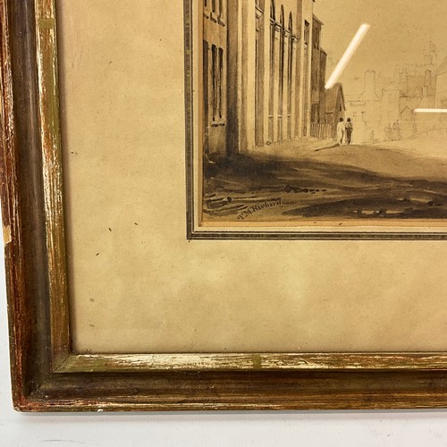 721 - Thomas Miles Richardson (British 1784-1848) Pencil and watercolour of a Georgian town, signed to bot... 