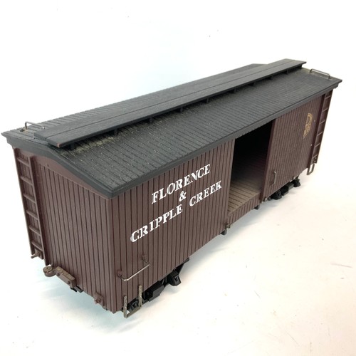 796 - Three Bachmann 'G' scale  20' box car 95344 ' Florence & Cripple Creek.