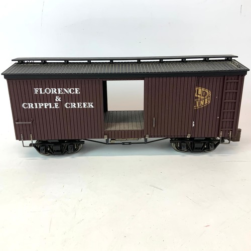 796 - Three Bachmann 'G' scale  20' box car 95344 ' Florence & Cripple Creek.