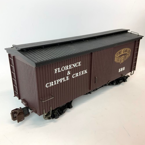 796 - Three Bachmann 'G' scale  20' box car 95344 ' Florence & Cripple Creek.