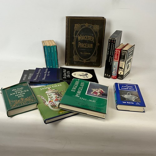 835 - Collection of antique books various subjects including Worcester, clocks and watches and furniture e... 