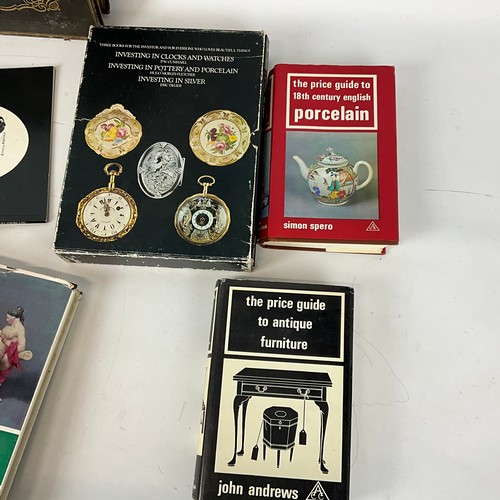 835 - Collection of antique books various subjects including Worcester, clocks and watches and furniture e... 