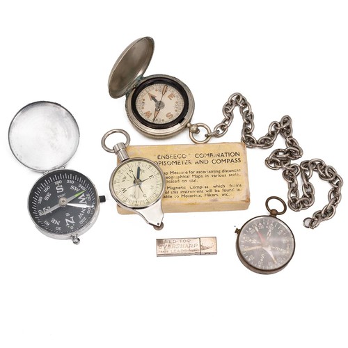 839 - A collection of four 20th-century compasses to include two closed case examples.