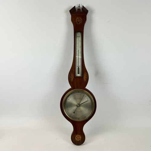 841 - A Carletti Bristol, George III, inlaid Sheraton style mahogany wheel barometer, H99cm.