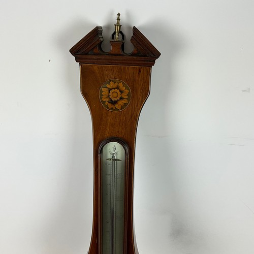 841 - A Carletti Bristol, George III, inlaid Sheraton style mahogany wheel barometer, H99cm.