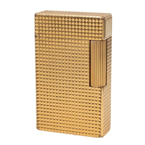 883 - St Dupont Paris; A gold plated Dupont pocket lighter, with hobnail patter to the case (working)