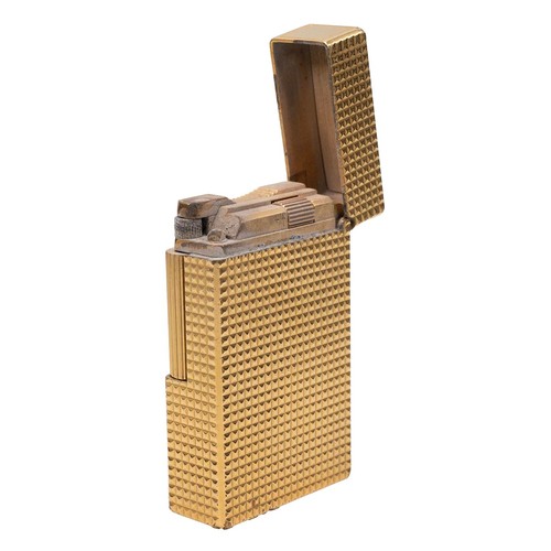 883 - St Dupont Paris; A gold plated Dupont pocket lighter, with hobnail patter to the case (working)