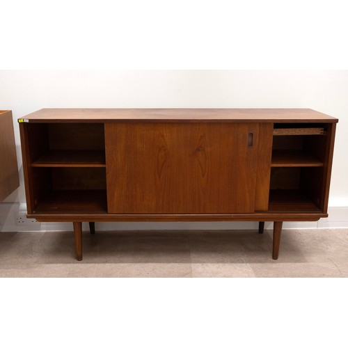901 - A Danish design G-Plan style mid-20th-century teak sideboard with two sliding doors, enclosing two i... 