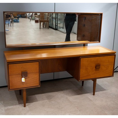 899 - 1B Kofod Larsen G-Plan teak dressing table with an elongated rectangular easel mirror (H48.5cm X W15... 